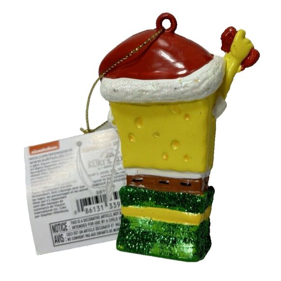 Spongebob Squarepants Gift Christmas Tree Ornament Hanging Santa Hat Yellow Toy - Picture 9 of 9
